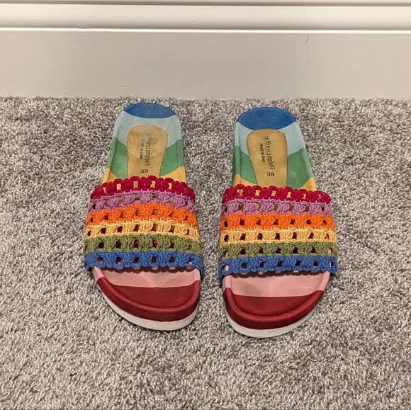 Jeffrey Campbell Rainbow Crochet Slide Sandals EU 39 US 8 - Picture 3 of 6